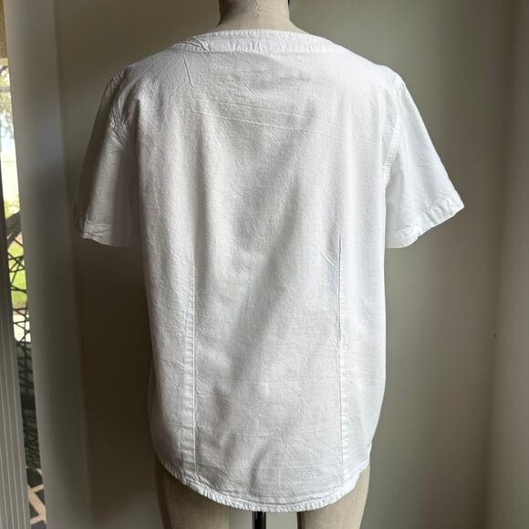 Sunbay Cottons Petite White Button-Front Cotton Top PM - Picture 3 of 5